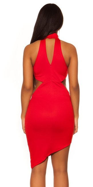 Neckholder dress asymmetric Red